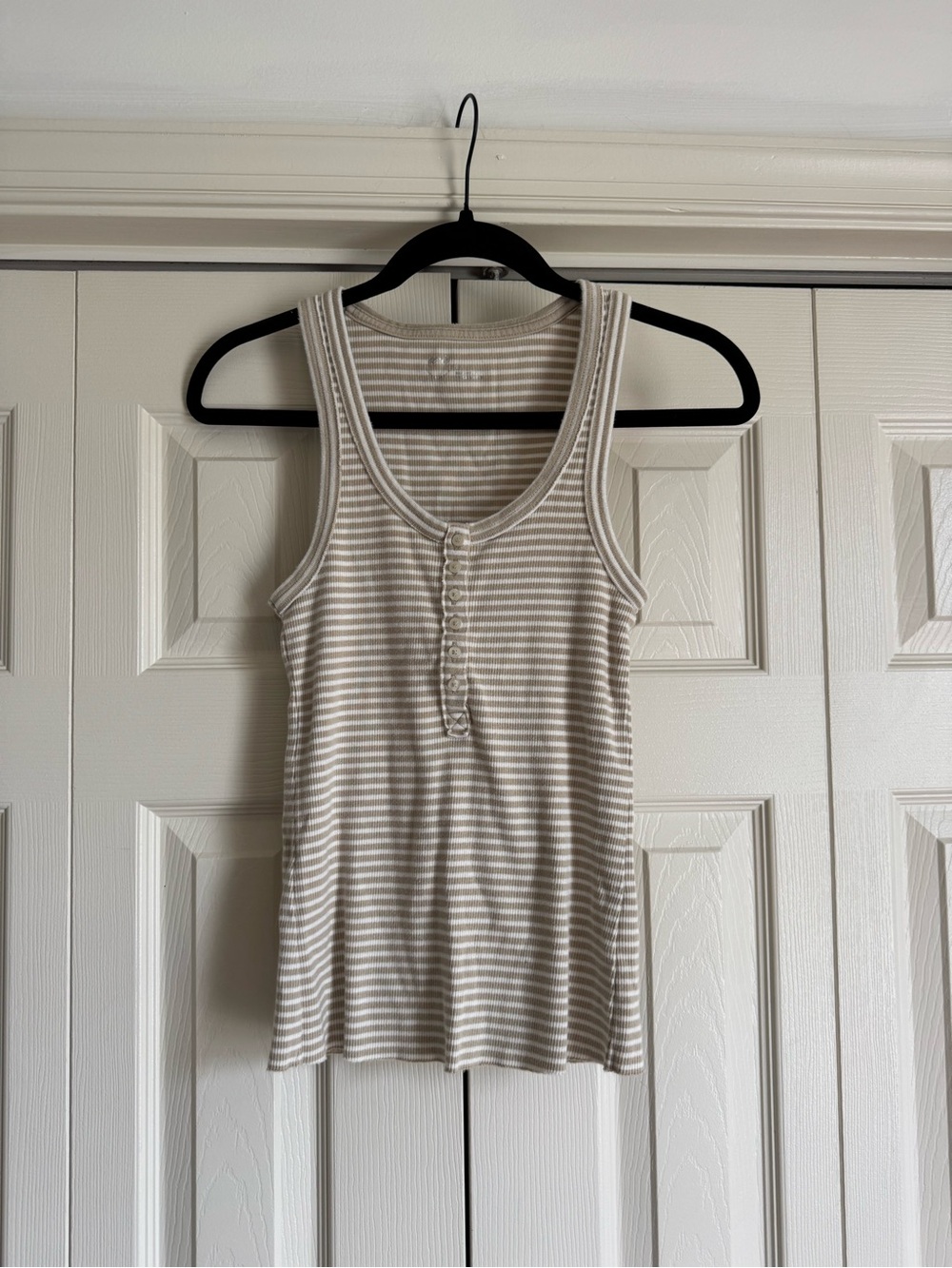 Aerie Striped Ribbed Henley Scooped Neck Tank Top Size Small